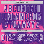 Custom Purple Pink-White Abstract Color Blocks Fragment 3D Pattern Design Bomber Full-Snap Varsity Letterman Hoodie Jacket