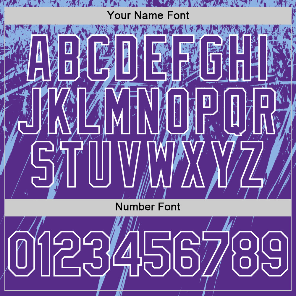 Custom Purple Light Blue-White Splash 3D Pattern Design Bomber Full-Snap Varsity Letterman Hoodie Jacket