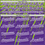 Custom Purple Neon Green-White Splash 3D Pattern Design Bomber Full-Snap Varsity Letterman Hoodie Jacket