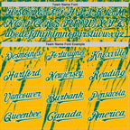 Custom Gold Kelly Green-White Splash 3D Pattern Design Bomber Full-Snap Varsity Letterman Hoodie Jacket