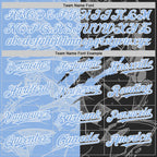 Custom Graffiti Pattern Light Blue Black-White Scratch Bomber Full-Snap Varsity Letterman Hoodie Jacket