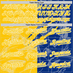 Custom Graffiti Pattern Yellow Royal-White Scratch Bomber Full-Snap Varsity Letterman Hoodie Jacket