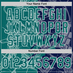 Custom Graffiti Pattern Teal Navy-White Scratch Bomber Full-Snap Varsity Letterman Hoodie Jacket