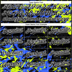 Custom Black Neon Green Royal-White Splash 3D Pattern Design Bomber Full-Snap Varsity Letterman Hoodie Jacket