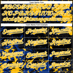 Custom Black Gold Royal-White Splash 3D Pattern Design Bomber Full-Snap Varsity Letterman Hoodie Jacket