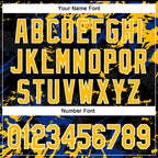 Custom Black Gold Royal-White Splash 3D Pattern Design Bomber Full-Snap Varsity Letterman Hoodie Jacket