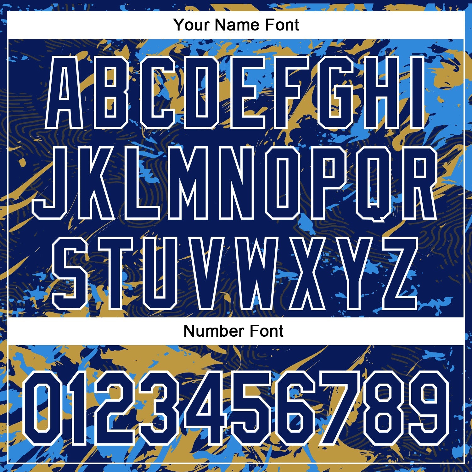 Custom Royal Powder Blue Old Gold-White Splash 3D Pattern Design Bomber Full-Snap Varsity Letterman Hoodie Jacket