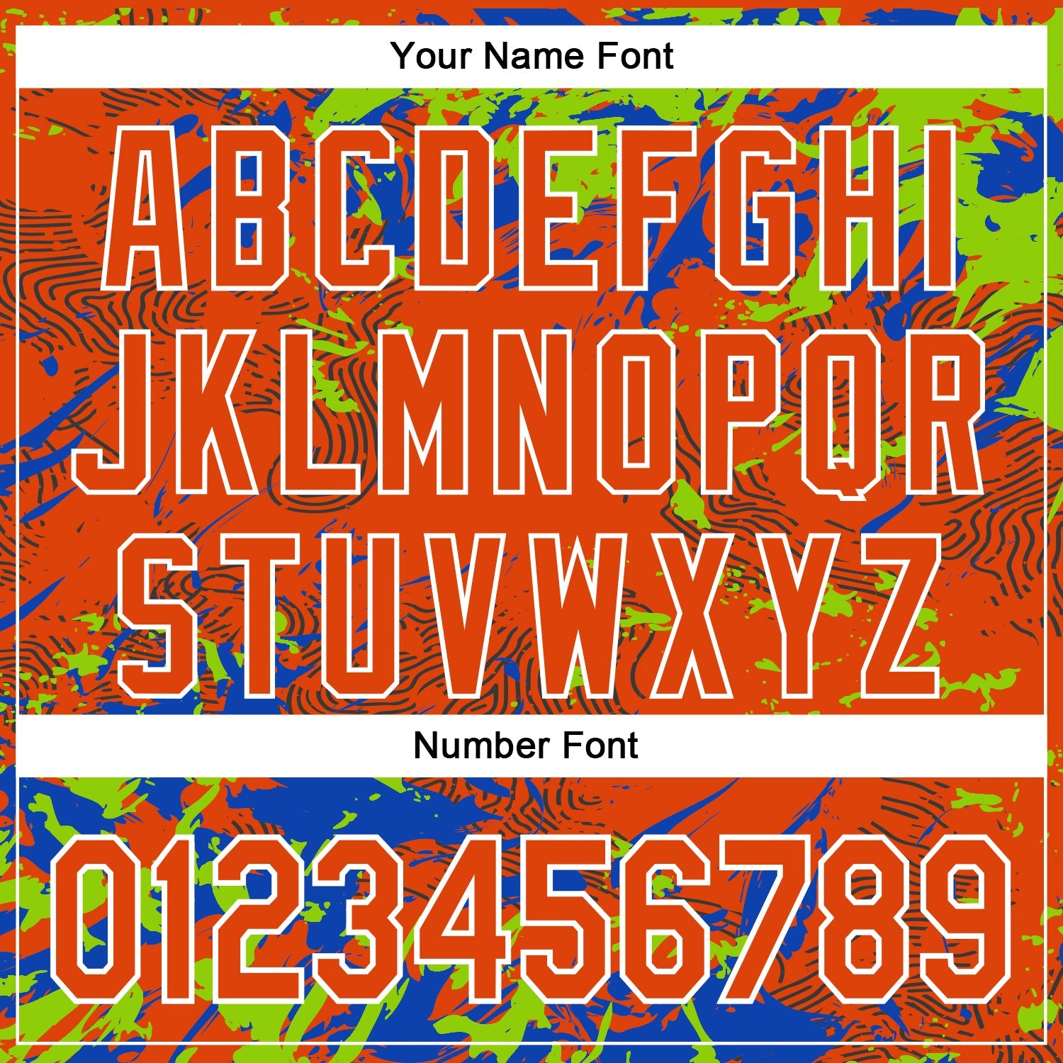 Custom Orange Neon Green Thunder Blue-White Splash 3D Pattern Design Bomber Full-Snap Varsity Letterman Hoodie Jacket