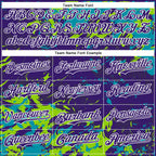 Custom Purple Teal Neon Green-White Splash 3D Pattern Design Bomber Full-Snap Varsity Letterman Hoodie Jacket