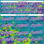 Custom Teal Purple Neon Green-White Splash 3D Pattern Design Bomber Full-Snap Varsity Letterman Hoodie Jacket