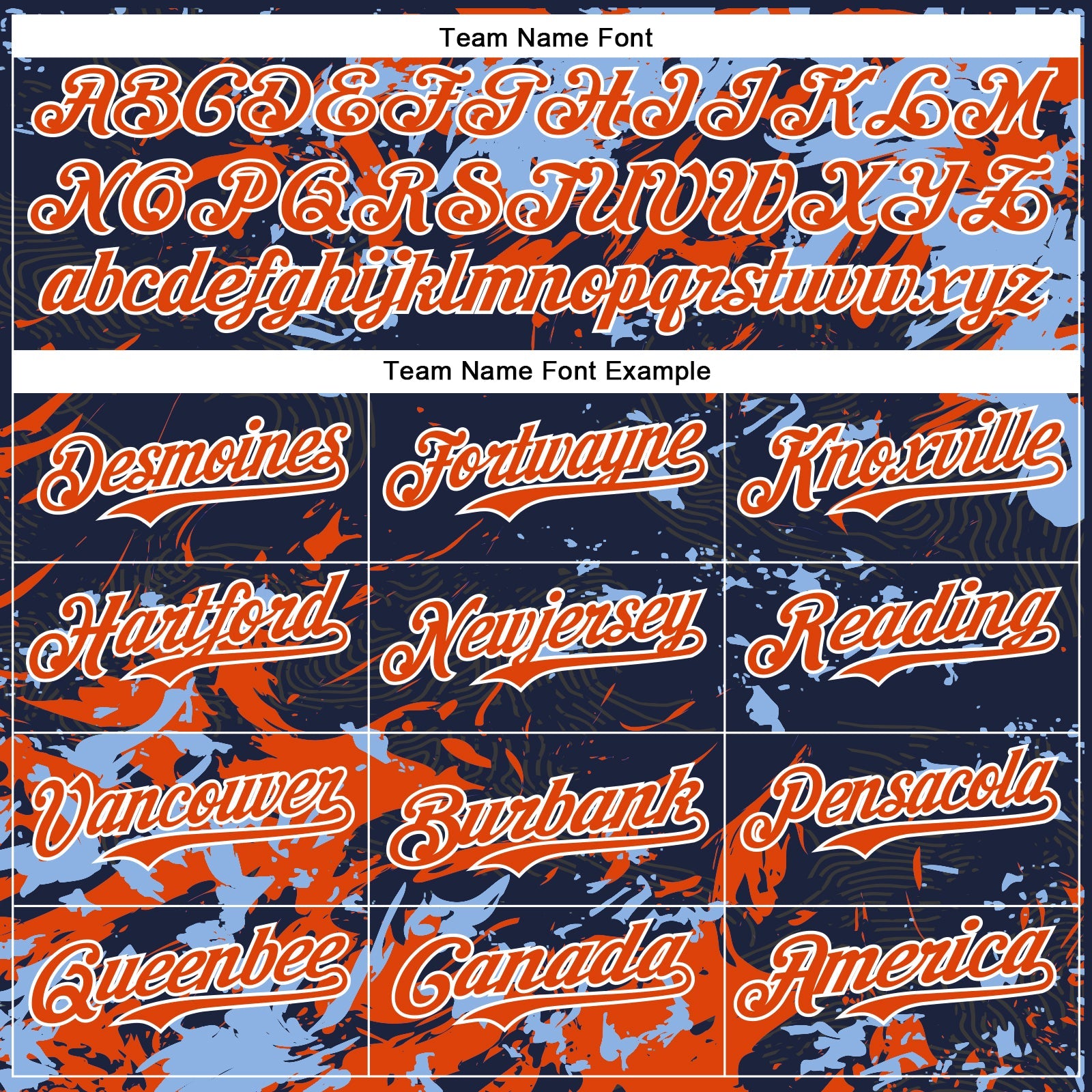 Custom Navy Orange Light Blue-White Splash 3D Pattern Design Bomber Full-Snap Varsity Letterman Hoodie Jacket