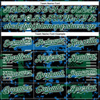 Custom Black Kelly Green Blue-White Abstract Fragment Shape 3D Pattern Design Bomber Full-Snap Varsity Letterman Hoodie Jacket