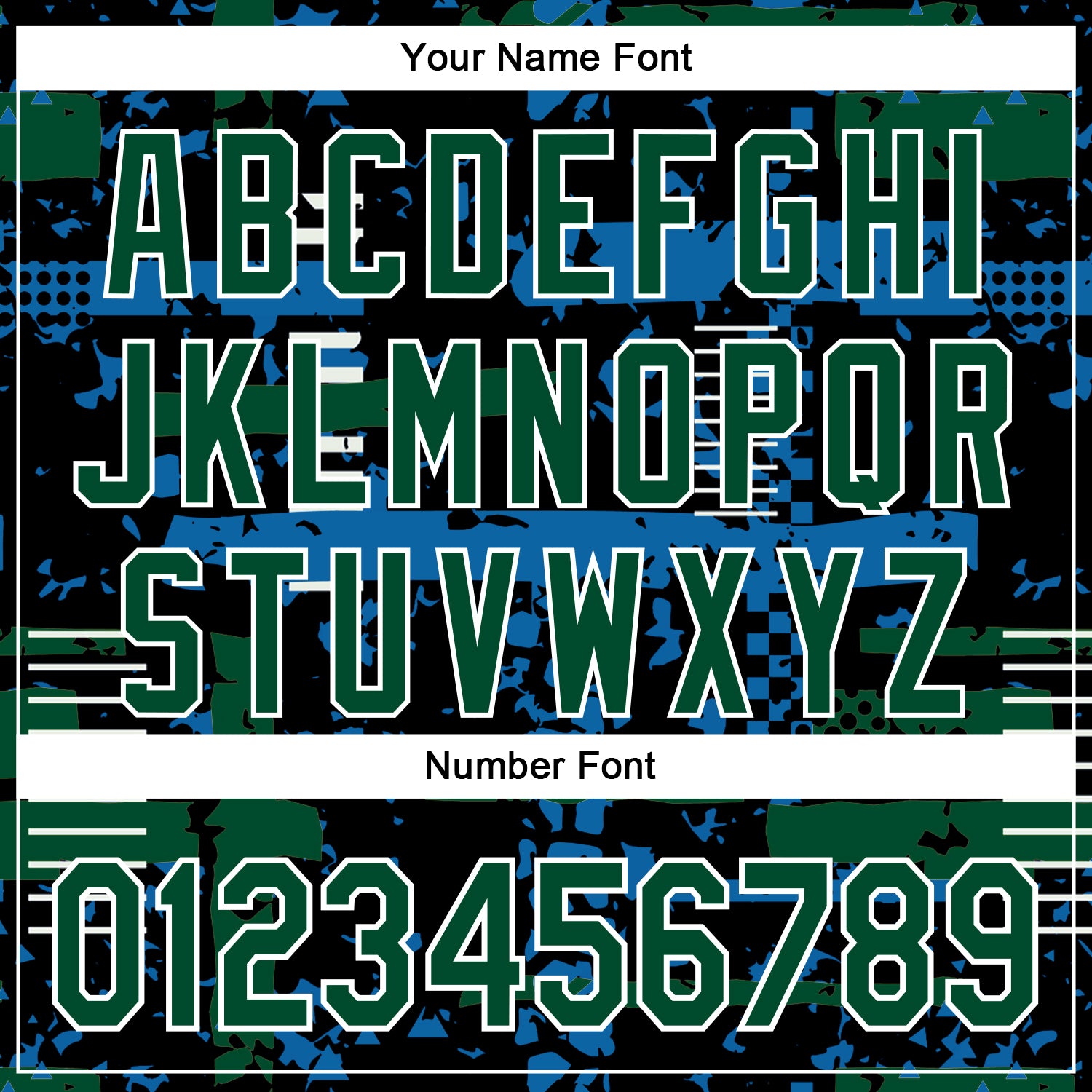 Custom Black Kelly Green Blue-White Abstract Fragment Shape 3D Pattern Design Bomber Full-Snap Varsity Letterman Hoodie Jacket