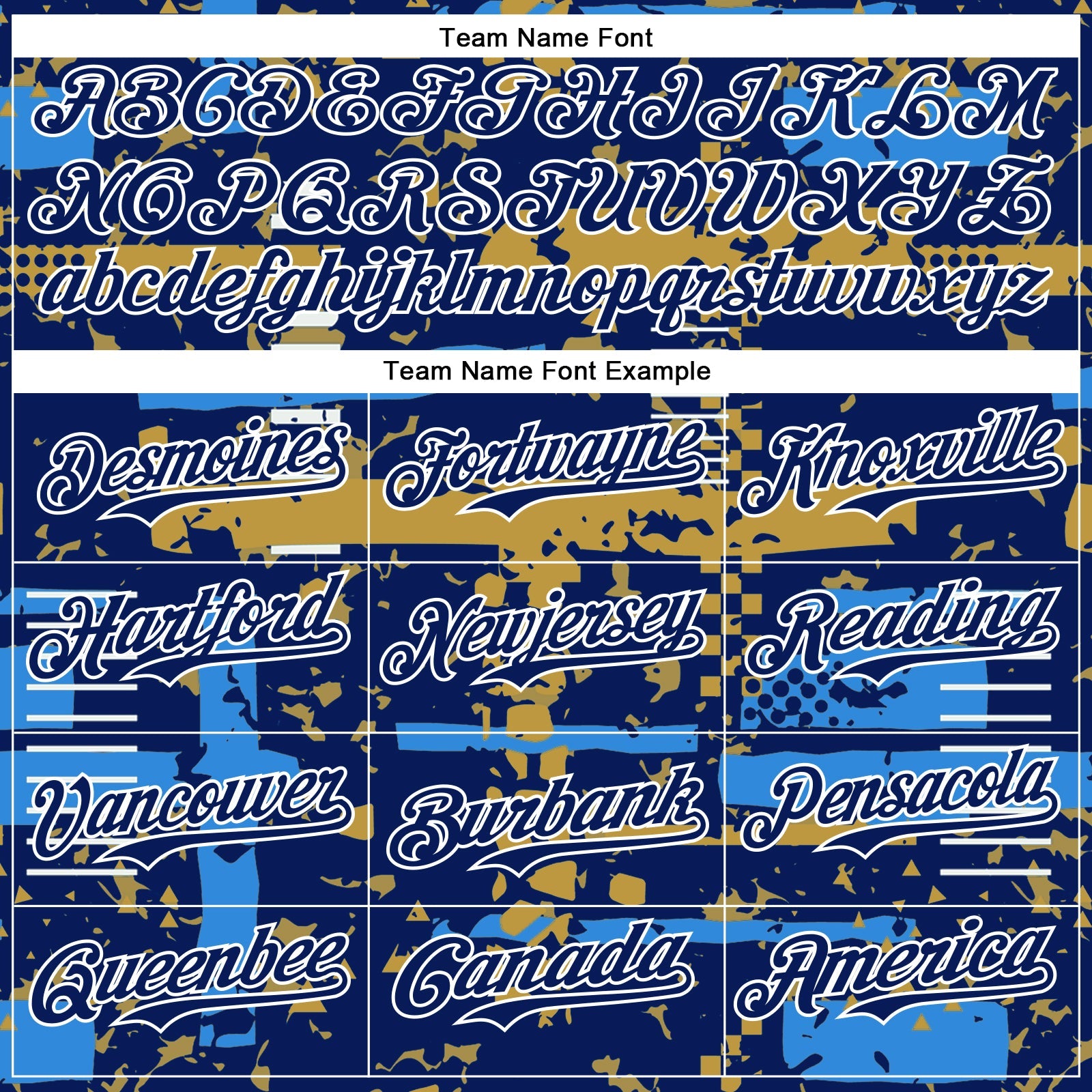 Custom Royal Powder Blue Old Gold-White Abstract Fragment Shape 3D Pattern Design Bomber Full-Snap Varsity Letterman Hoodie Jacket