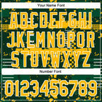 Custom Green Gold Kelly Green-White Abstract Fragment Shape 3D Pattern Design Bomber Full-Snap Varsity Letterman Hoodie Jacket