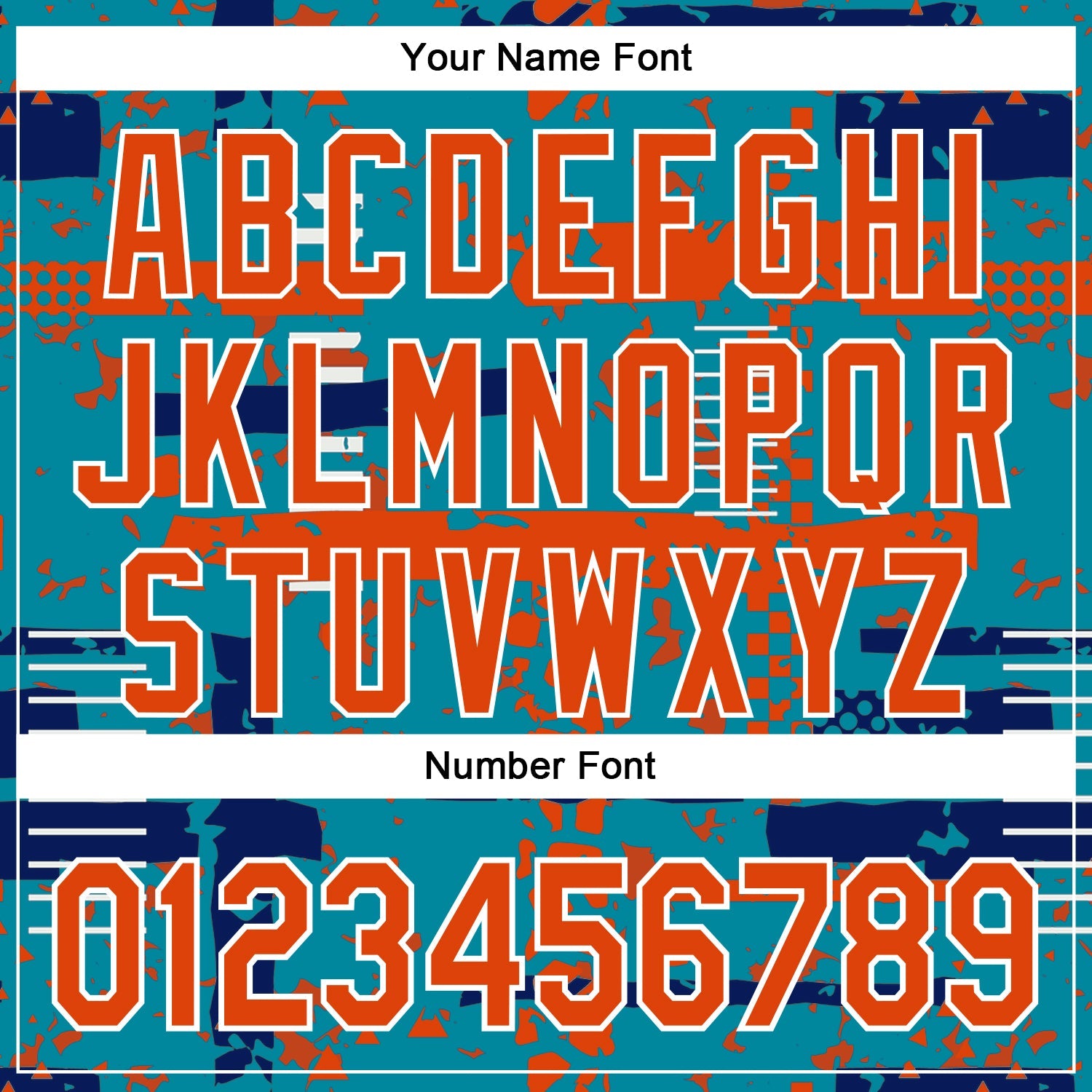 Custom Teal Orange Royal-White Abstract Fragment Shape 3D Pattern Design Bomber Full-Snap Varsity Letterman Hoodie Jacket