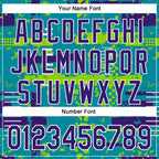 Custom Teal Purple Neon Green-White Abstract Fragment Shape 3D Pattern Design Bomber Full-Snap Varsity Letterman Hoodie Jacket