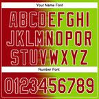 Custom Red Neon Green-White Gradient Line Bomber Full-Snap Varsity Letterman Hoodie Jacket