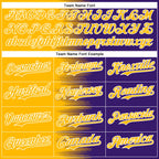 Custom Gold Purple-White Gradient Line Bomber Full-Snap Varsity Letterman Hoodie Jacket