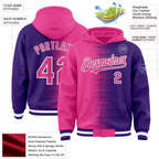Custom Pink Purple-White Gradient Line Bomber Full-Snap Varsity Letterman Hoodie Jacket