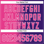 Custom Pink Purple-White Gradient Line Bomber Full-Snap Varsity Letterman Hoodie Jacket