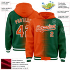 Custom Orange Kelly Green-White Gradient Line Bomber Full-Snap Varsity Letterman Hoodie Jacket