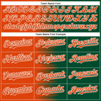 Custom Orange Kelly Green-White Gradient Line Bomber Full-Snap Varsity Letterman Hoodie Jacket