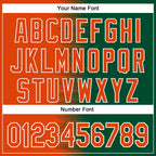 Custom Orange Kelly Green-White Gradient Line Bomber Full-Snap Varsity Letterman Hoodie Jacket