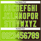 Custom Neon Green Brown-White Gradient Line Bomber Full-Snap Varsity Letterman Hoodie Jacket