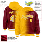 Custom Gold Crimson-White Gradient Line Bomber Full-Snap Varsity Letterman Hoodie Jacket