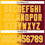 Custom Gold Crimson-White Gradient Line Bomber Full-Snap Varsity Letterman Hoodie Jacket