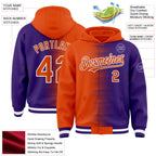 Custom Orange Purple-White Gradient Line Bomber Full-Snap Varsity Letterman Hoodie Jacket