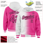 Custom White Pink-Black Gradient Line Bomber Full-Snap Varsity Letterman Hoodie Jacket