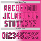 Custom White Pink-Black Gradient Line Bomber Full-Snap Varsity Letterman Hoodie Jacket