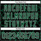 Custom Black Kelly Green-White Abstract Network 3D Pattern Design Bomber Full-Snap Varsity Letterman Hoodie Jacket