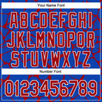 Custom Thunder Blue Red-White Abstract Network 3D Pattern Design Bomber Full-Snap Varsity Letterman Hoodie Jacket