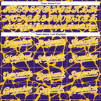 Custom Purple Gold-White Abstract Network 3D Pattern Design Bomber Full-Snap Varsity Letterman Hoodie Jacket