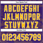 Custom Purple Gold-White Curve Lines 3D Pattern Design Bomber Full-Snap Varsity Letterman Hoodie Jacket