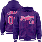 Custom Purple Pink-White Curve Lines 3D Pattern Design Bomber Full-Snap Varsity Letterman Hoodie Jacket