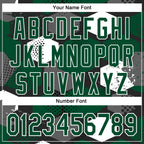 Custom Black Kelly Green-White Geometric Shape 3D Pattern Design Bomber Full-Snap Varsity Letterman Hoodie Jacket