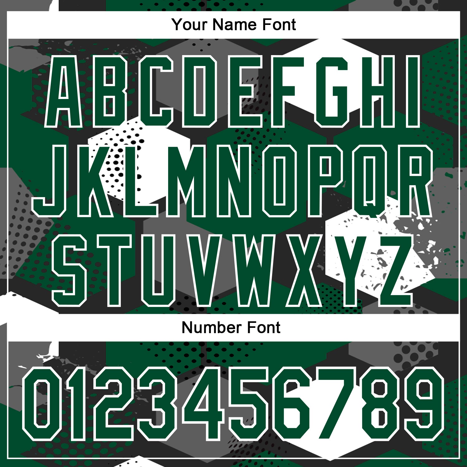 Custom Black Kelly Green-White Geometric Shape 3D Pattern Design Bomber Full-Snap Varsity Letterman Hoodie Jacket