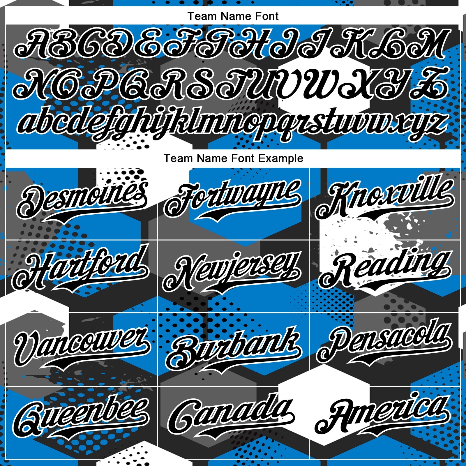 Custom Black Powder Blue-White Geometric Shape 3D Pattern Design Bomber Full-Snap Varsity Letterman Hoodie Jacket