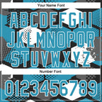 Custom Black Panther Blue-White Geometric Shape 3D Pattern Design Bomber Full-Snap Varsity Letterman Hoodie Jacket