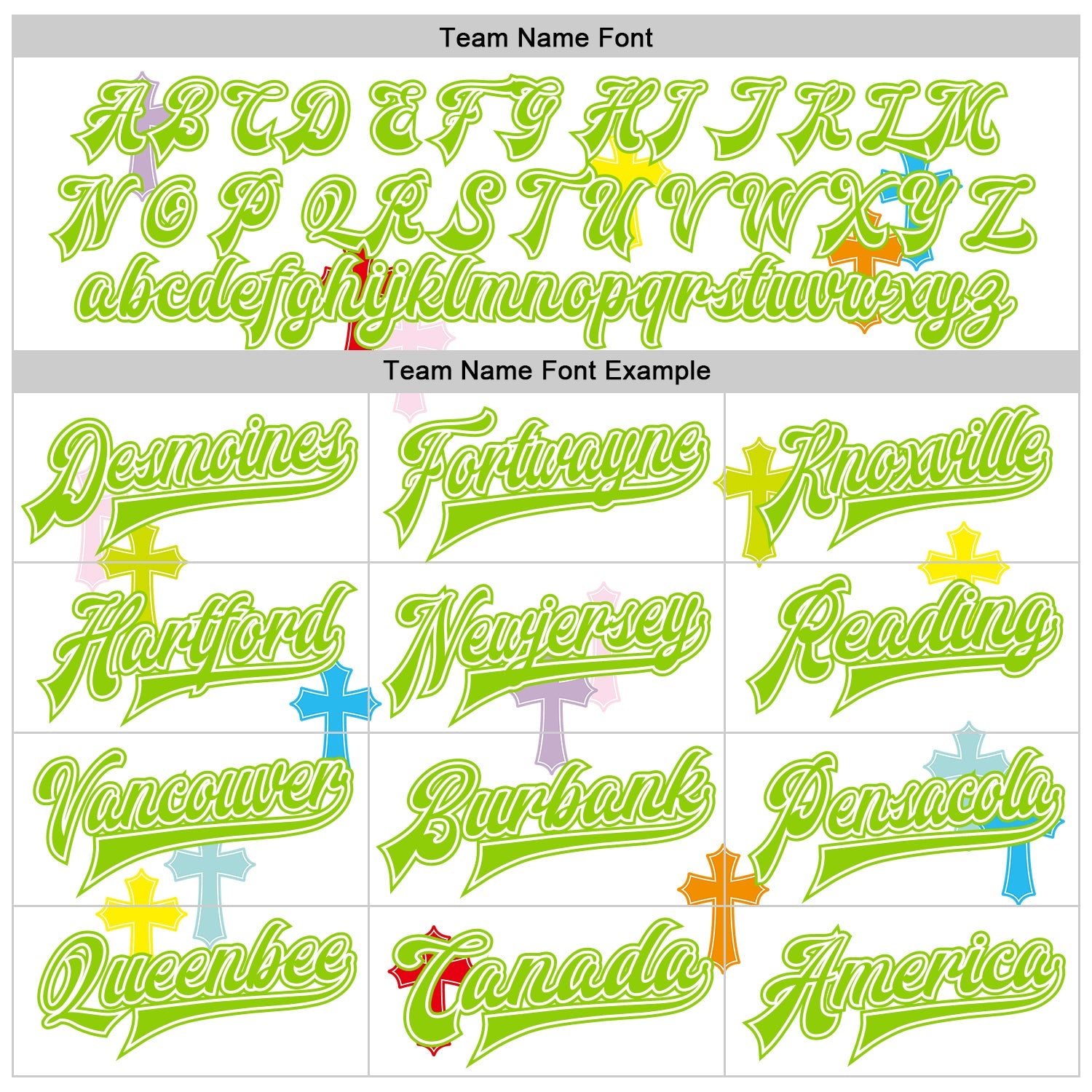 Custom White Neon Green Gothic Crosses 3D Pattern Design Bomber Full-Snap Varsity Letterman Jacket