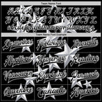 Custom Black White Y2K Stars 3D Pattern Design Bomber Full-Snap Varsity Letterman Jacket