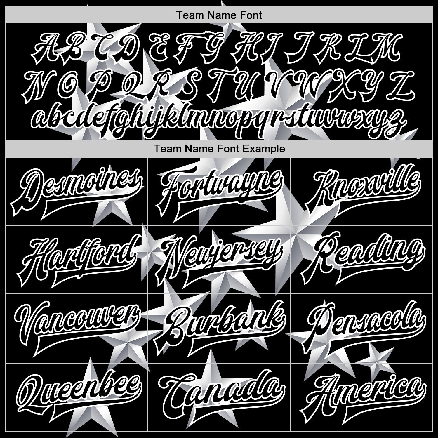 Custom Black White Y2K Stars 3D Pattern Design Bomber Full-Snap Varsity Letterman Jacket