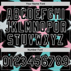 Custom Black White Y2K Stars 3D Pattern Design Bomber Full-Snap Varsity Letterman Jacket