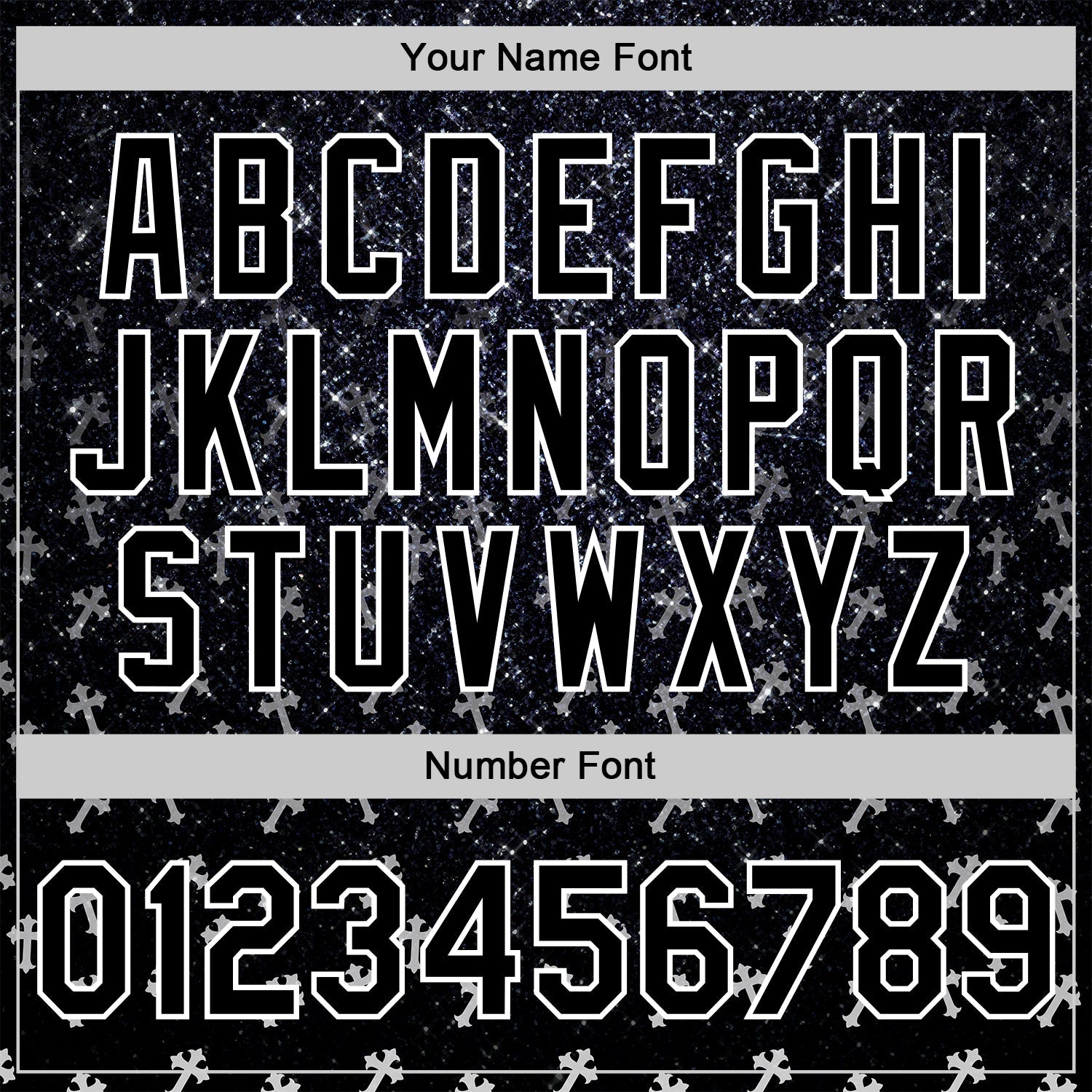 Custom Black White Gothic Glitter Crosses 3D Pattern Design Bomber Full-Snap Varsity Letterman Jacket