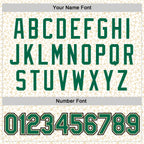 Custom White Kelly Green Cream-Black Crosses 3D Pattern Design Bomber Full-Snap Varsity Letterman Jacket