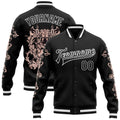 Custom Black White Gothic Skull 3D Pattern Design Bomber Full-Snap Varsity Letterman Jacket